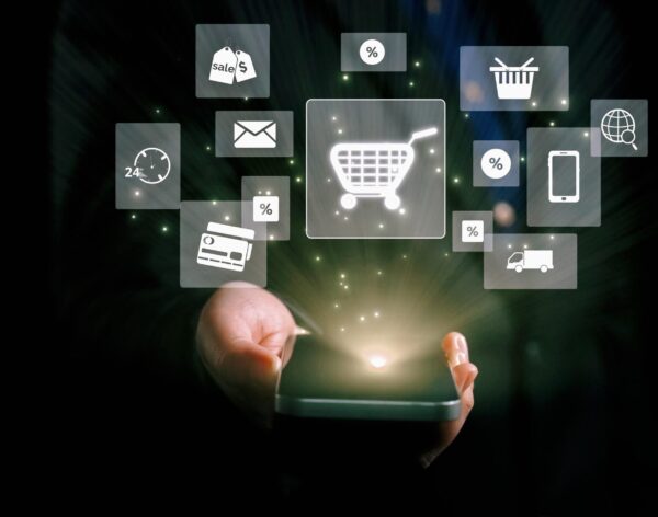 Business person integrates omni-channel strategies, enhancing online shopping and marketing reach. Discover the power of omni-channel marketing in creating cohesive brand experiences. UUID